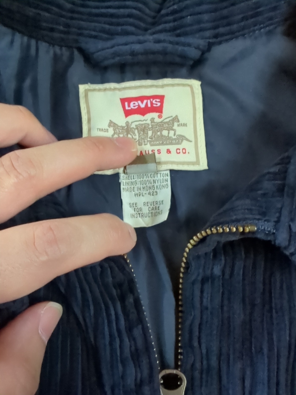 Rare Vtg Levi's Corduroy Navy Zip-up Jacket Oversized XL - Picture 6 of 10